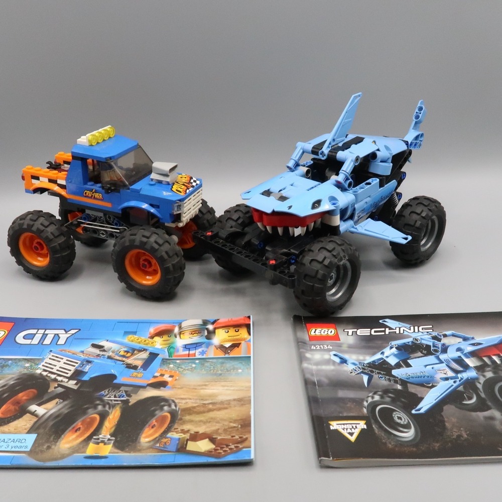 LEGO City 60180 Monster Truck Crusher & 42134 Technic Shark Truck Lot